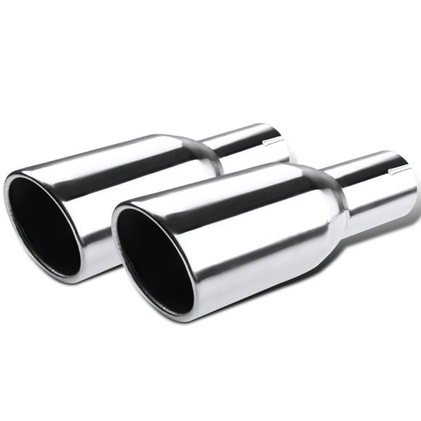2.5" In 3" Angled Rolled Out Exhaust Tip 6.5" Long Round 304 Stainless Steel 2.5" In 3" Angled Rolled Out Exhaust Tip 6.5" Long Round 304 Stainless Steel